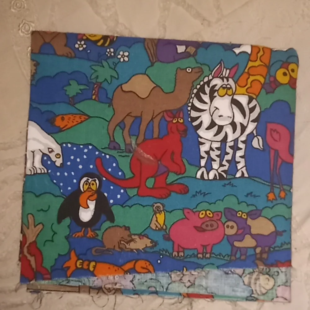 Extra Left Over Fabric Animal Print Noah's Ark Fabric Craft Curtain 44